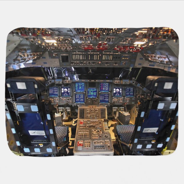 NASA Space Shuttle Endeavour Flight Deck Cockpit Baby Blanket (Horizontal)