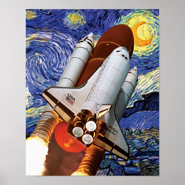 NASA Space Shuttle Launch Van Gogh Starry Night Po Poster (Front)