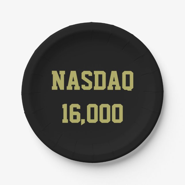 NASDAQ 16000 Stock Market Celebration Paper Plates (Front)