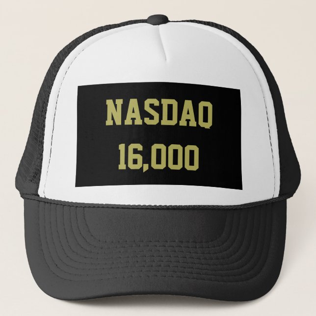NASDAQ 16000 Stock Market Celebration Trucker Hat (Front)