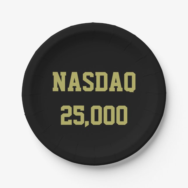 NASDAQ 25000 Stock Market Celebration Paper Plates (Front)