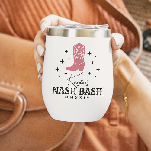 Nash Bash Cowgirl Bachelorette Party Thermal Wine Tumbler
