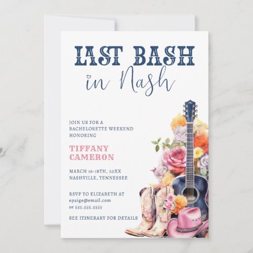 Nash Bash Cowgirl Bachelorette Party Weekend Invitation