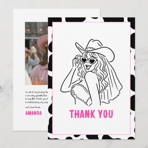 Nash Bash Cowgirl Bride Nashville Bachelorette Thank You Card