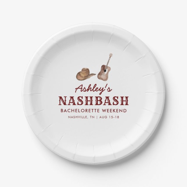 Nash Bash Nashville Bachelorette Party Weekend Paper Plates (Front)