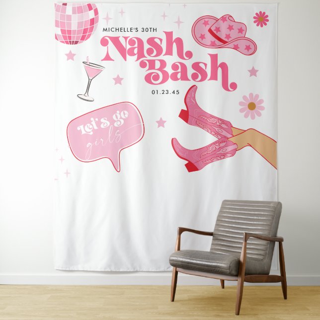 Nash Bash Rodeo Bachelorette Party Tapestry (In Situ)