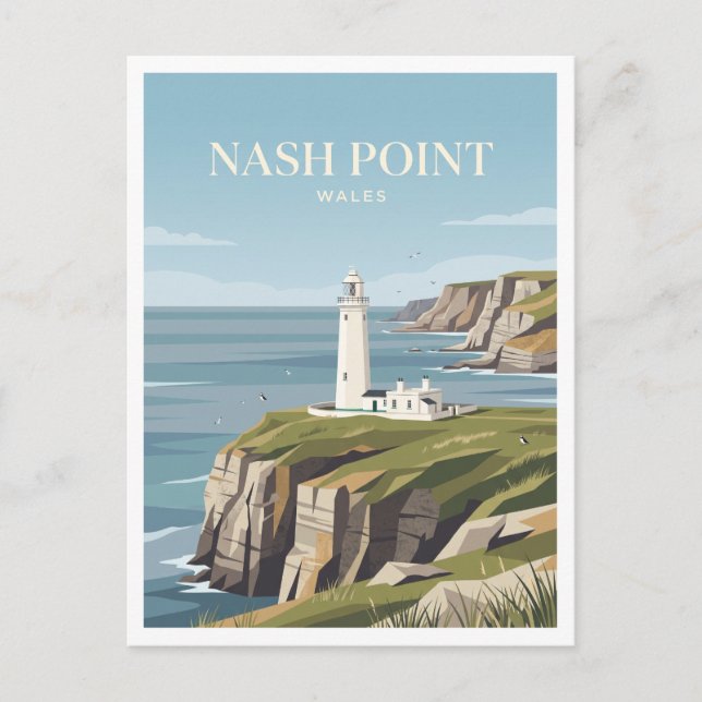 Nash Point Lighthouse Llantwit Major Postcard (Front)