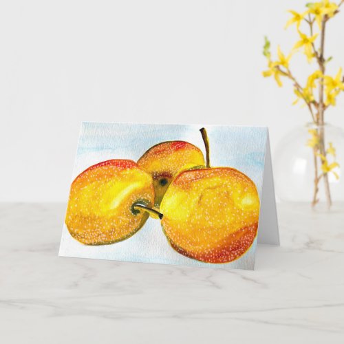 Nashi pear yellow watercolor fruit card