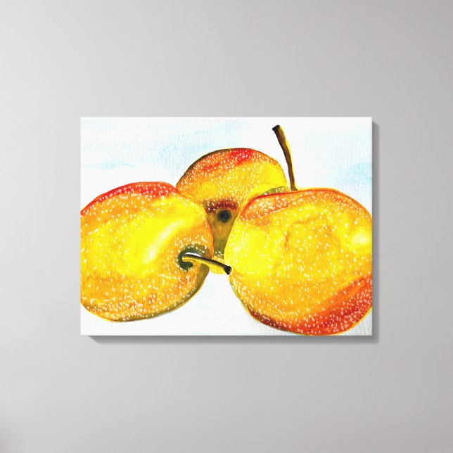 Nashi pears yellow watercolor fruit canvas print (Front)