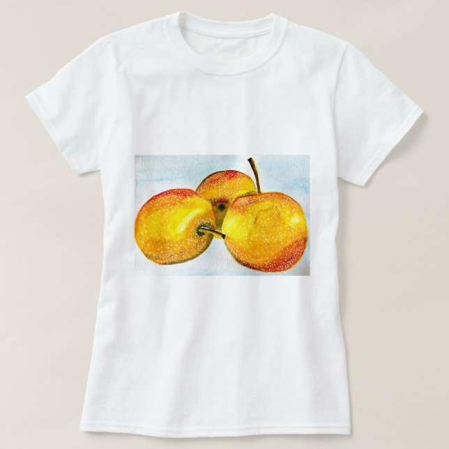 Nashi pears yellow watercolor fruit T-Shirt (Design Front)