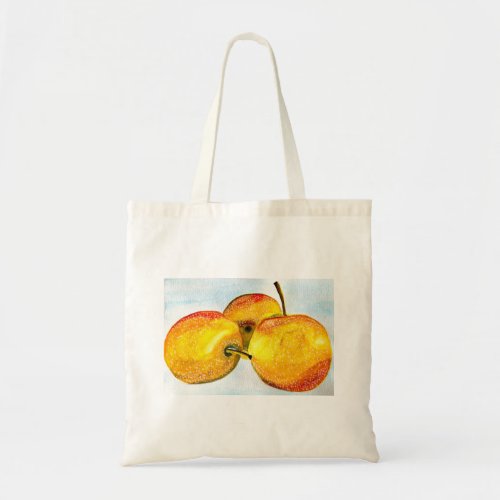 Nashi pears yellow watercolor fruit tote bag