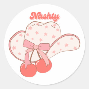 Nashty Cowboy Hat Design Cute Girly Western Humo Classic Round Sticker