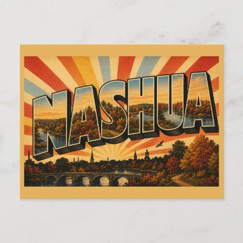 Nashua New Hampshire River Park Forest Art Postcard