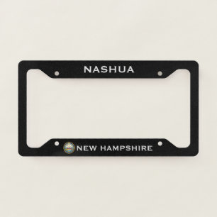 Nashua New Hampshire State Flag Black Custom License Plate Frame