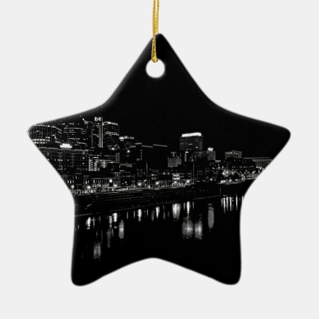 Nashville At Night Ceramic Ornament (Front)