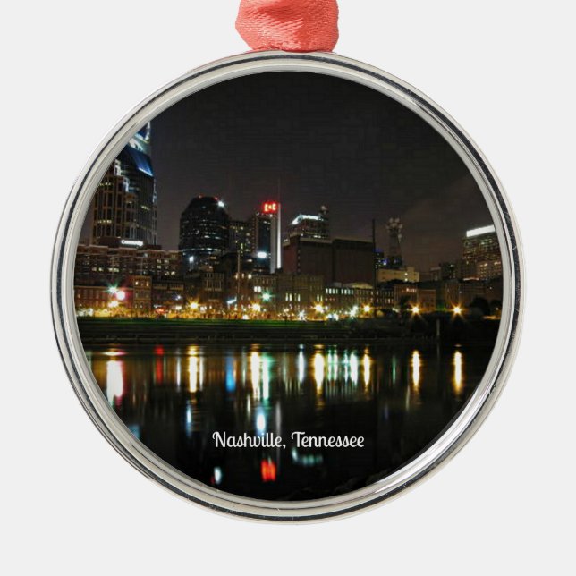Nashville at Night Metal Ornament (Front)