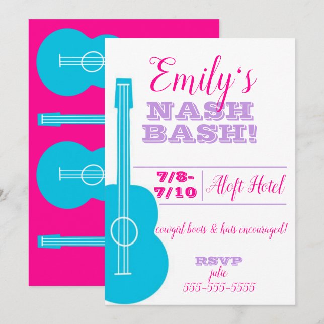 Nashville/Austin Bachelorette Party Invitation (Front/Back)