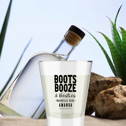 Nashville Bachelorette Boots Booze Besties Custom Shot Glass
