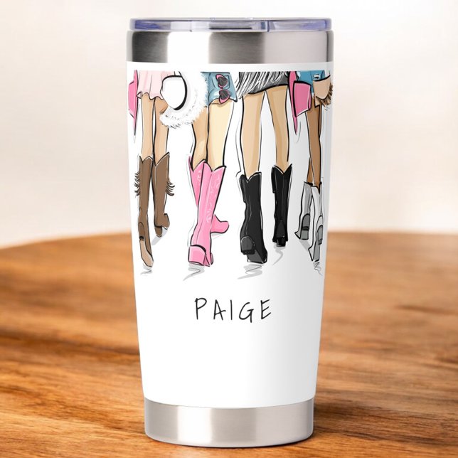 Nashville Bachelorette Fashion Cowboy Boots Name Insulated Tumbler (Creator Uploaded)