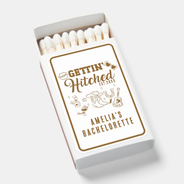 Nashville Bachelorette Party “Gettin’ Hitched” Matchboxes (Front Open)