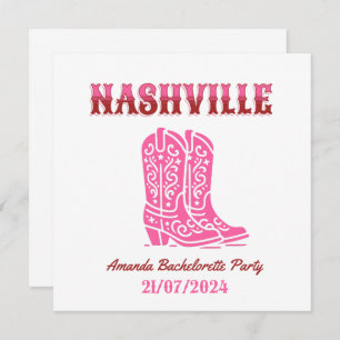 nashville bachelorette party pink cowgirl invitation