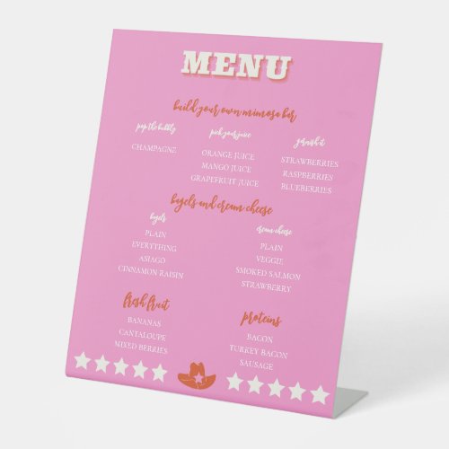 Nashville Bachelorette Party Pink Menu Pedestal Sign