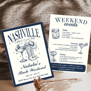 Nashville Bachelorette Rodeo Cocktail Itinerary Invitation