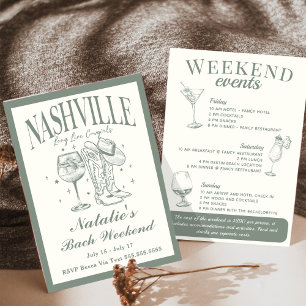 Nashville Bachelorette Rodeo Cocktail Itinerary Invitation
