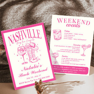 Nashville Bachelorette Rodeo Cocktail Itinerary Invitation