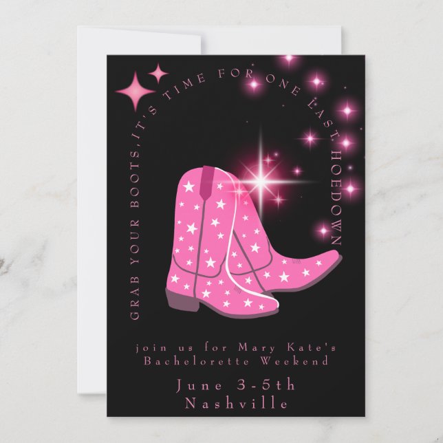 Nashville Bachelorette Weekend Invite and details (Front)