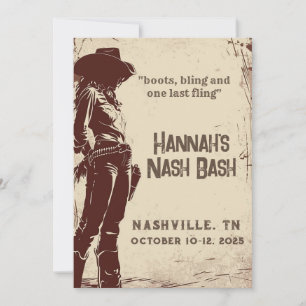 Nashville Boots and Bling Bachelorette Invitation