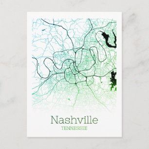Nashville City Map Postcard