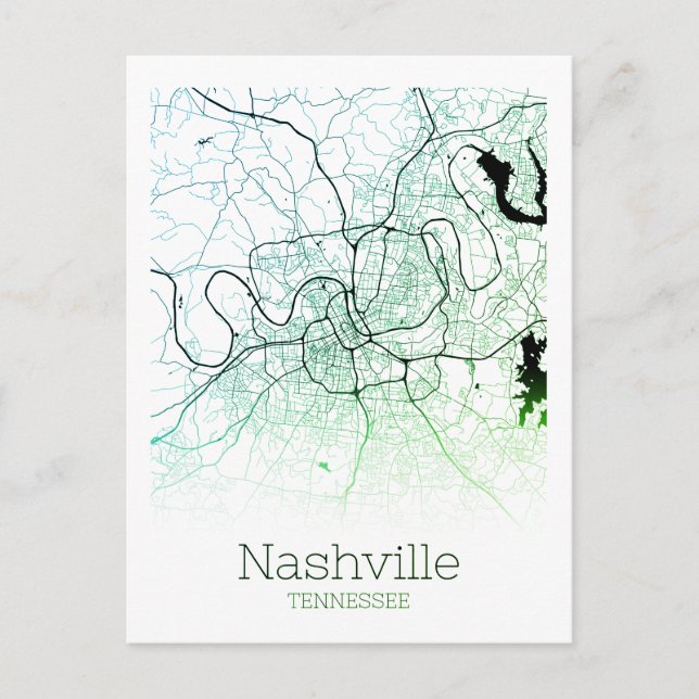 Nashville City Map Postcard (Front)