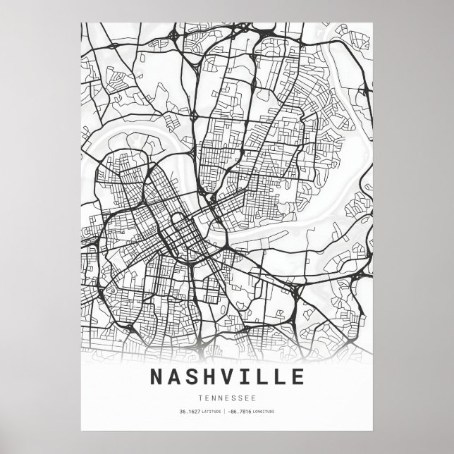 Nashville City Map Poster (Front)