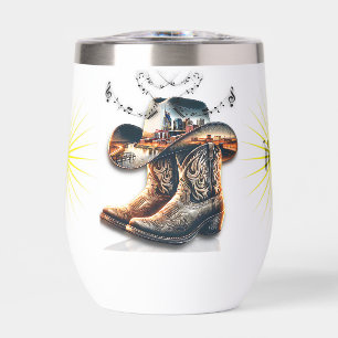 Nashville City Music and Country Boots Thermal Wine Tumbler