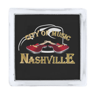 Nashville. City of music Silver Finish Lapel Pin