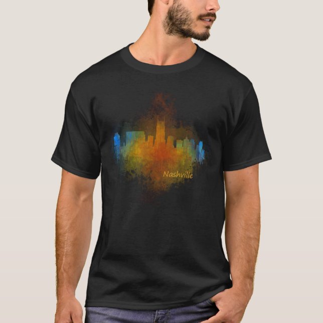 Nashville City Skyline in Tennessee v4 Dark T-Shirt (Front)