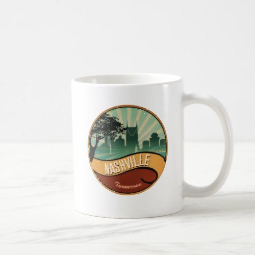 Nashville City Skyline Retro Vintage Mug