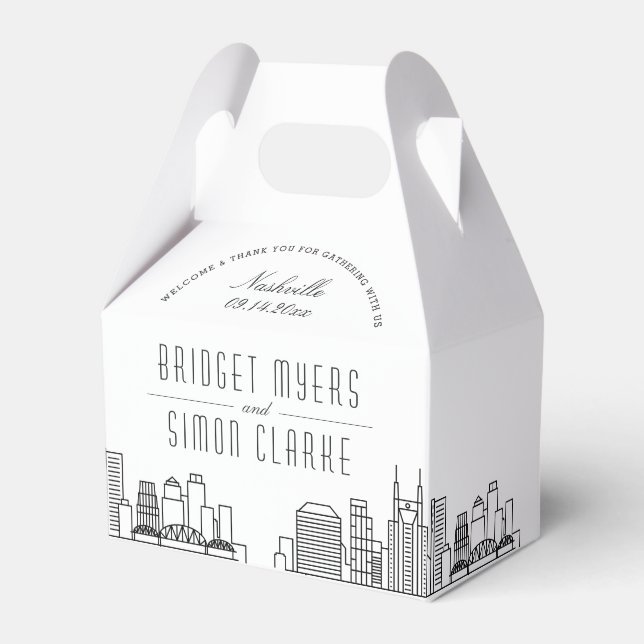 Nashville | City Skyline Wedding Favor Boxes (Front Side)