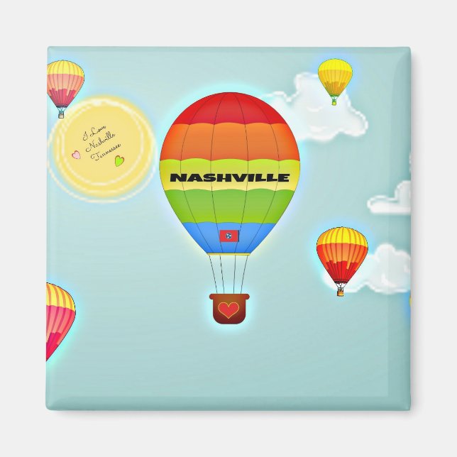 Nashville Colorful Hot Air Balloon Magnet (Front)