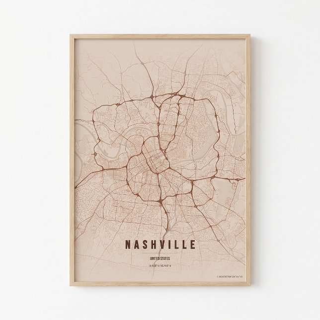 Nashville Copper Print Tennessee City Map Wall Art (Creator Uploaded)