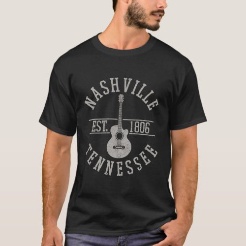 Nashville Country Music City Guitar T_Shirt