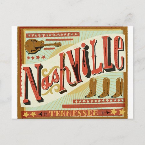 Nashville Country Theme Postcard