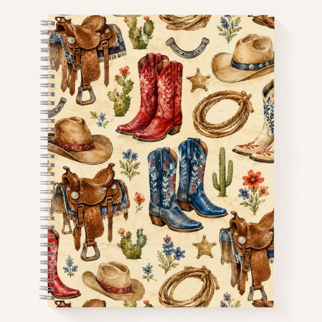 Nashville Cowboy Boots Saddle Western Notebook (Front)