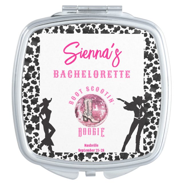 Nashville Cowgirl Disco Rodeo Bachelorette Weekend Compact Mirror (Front)