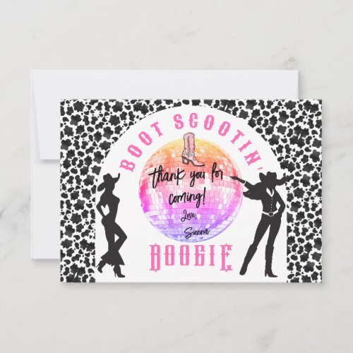 Nashville Cowgirl Disco Rodeo Bachelorette Weekend Thank You Card