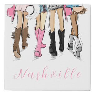 Nashville Cowgirl Fashion Faux Canvas Print