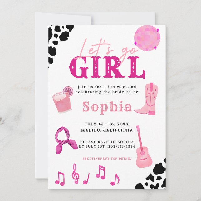 Nashville Cowgirl Last Rodeo Bachelorette Invitation (Front)