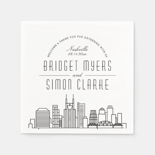 Nashville Deco Skyline  Wedding Event Napkins