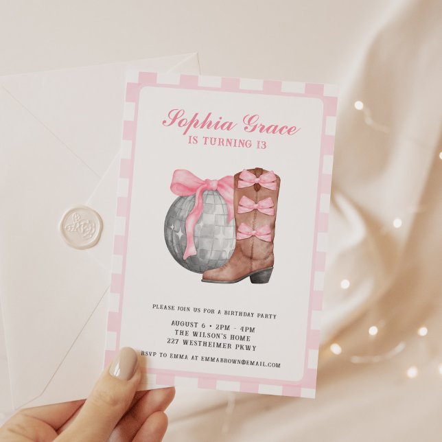 Nashville Disco Cowgirl Pink Rodeo Birthday Party Invitation (Creator Uploaded)